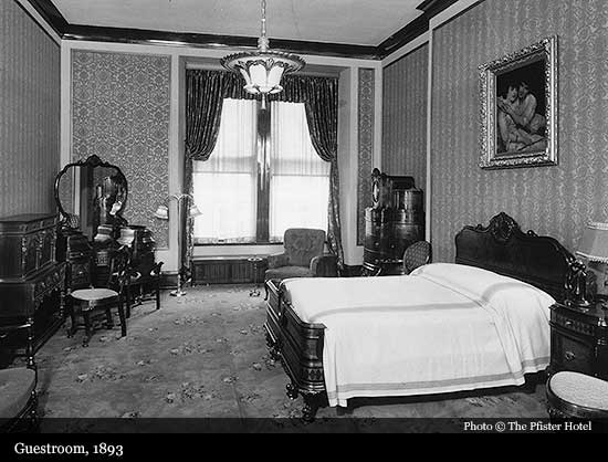 Pfister Hotel guest room 1893